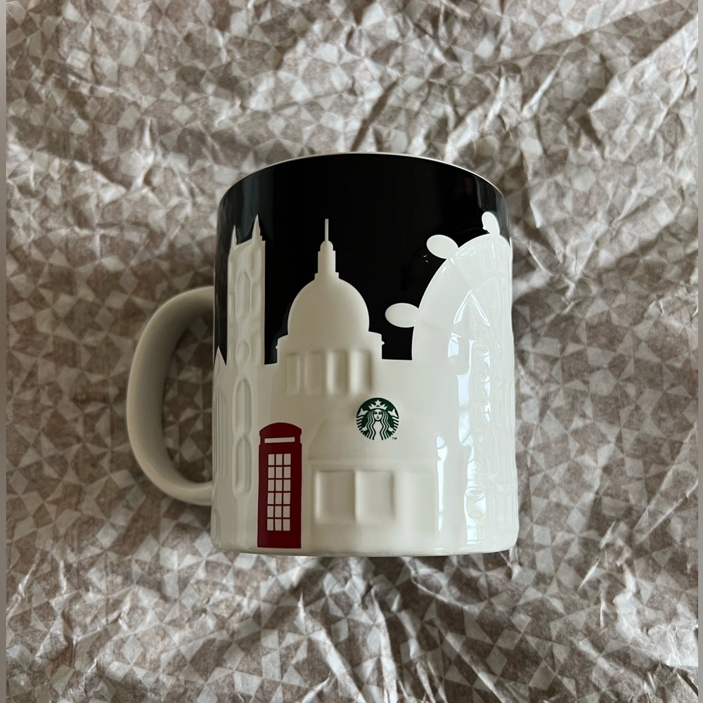 London Starbucks Coffee Mug Cup 16oz Relief Series Black White  city vie…